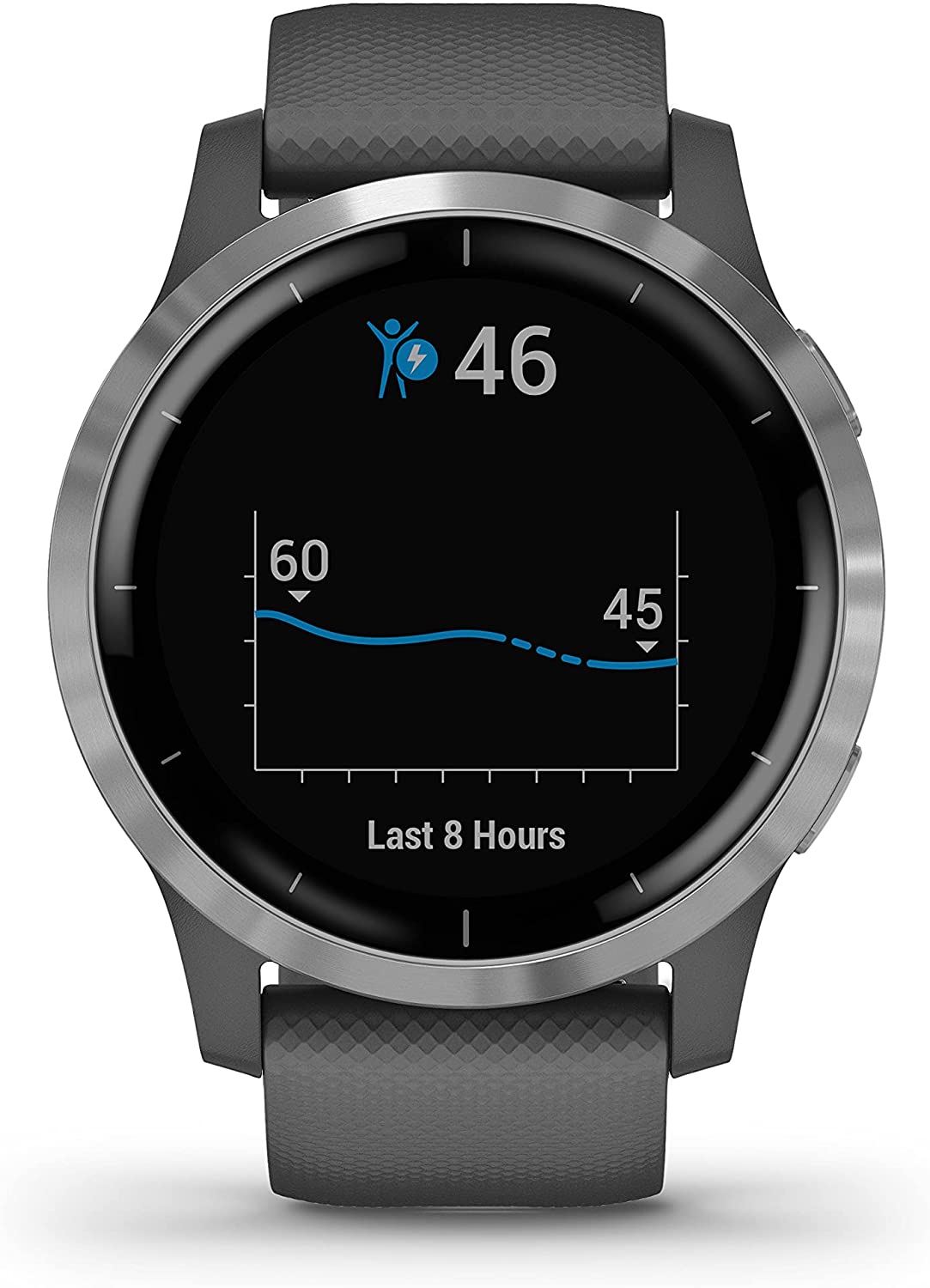 Garmin Vivoactive 4 GPS Fitness Smartwatch, Silver with Grey Band - Open Never Used Garmin