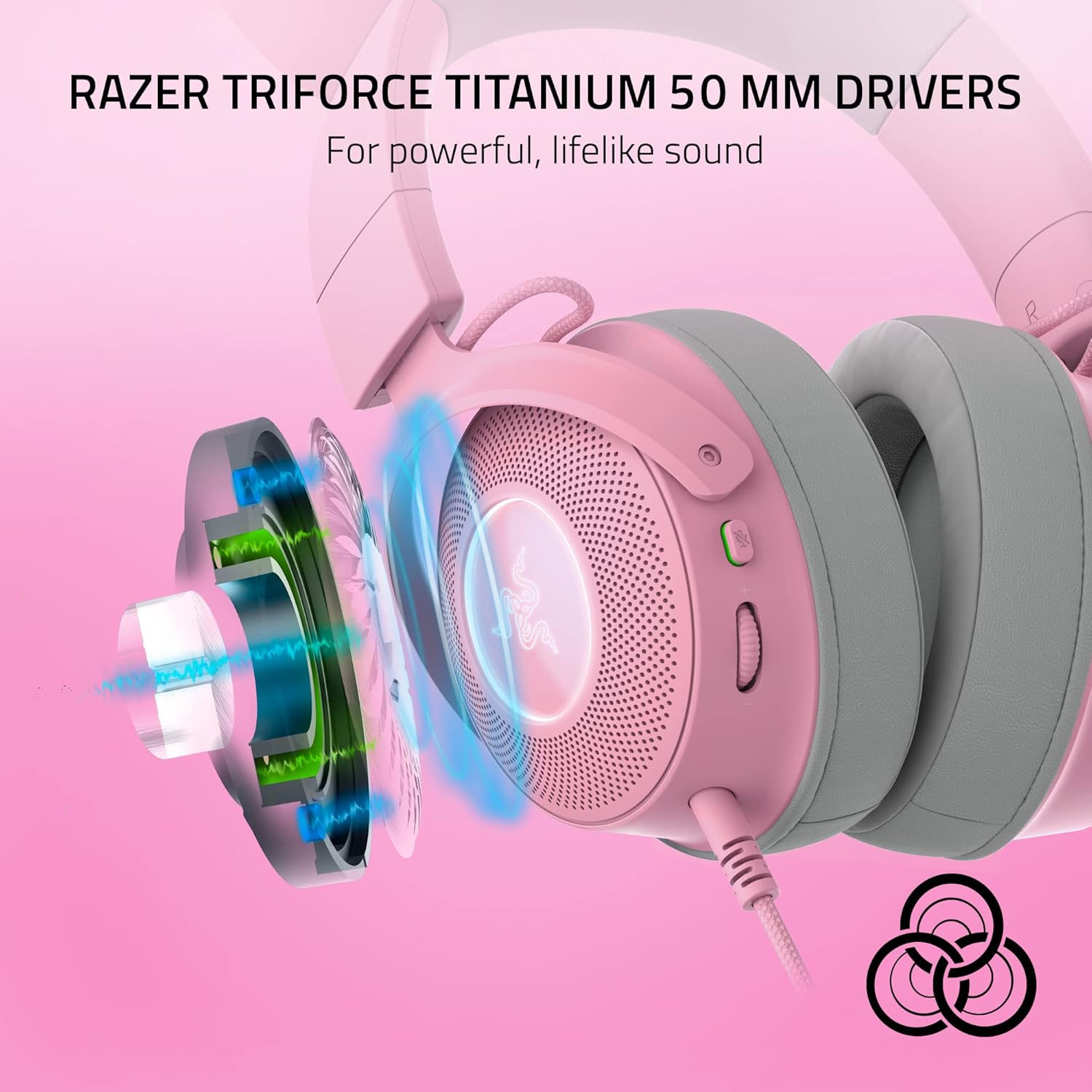 Razer Kraken Kitty V2 Pro Wired RGB Headset – Quartz Pink - Open Never Used Razer
