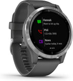Garmin Vivoactive 4 GPS Fitness Smartwatch, Silver with Grey Band - Open Never Used Garmin