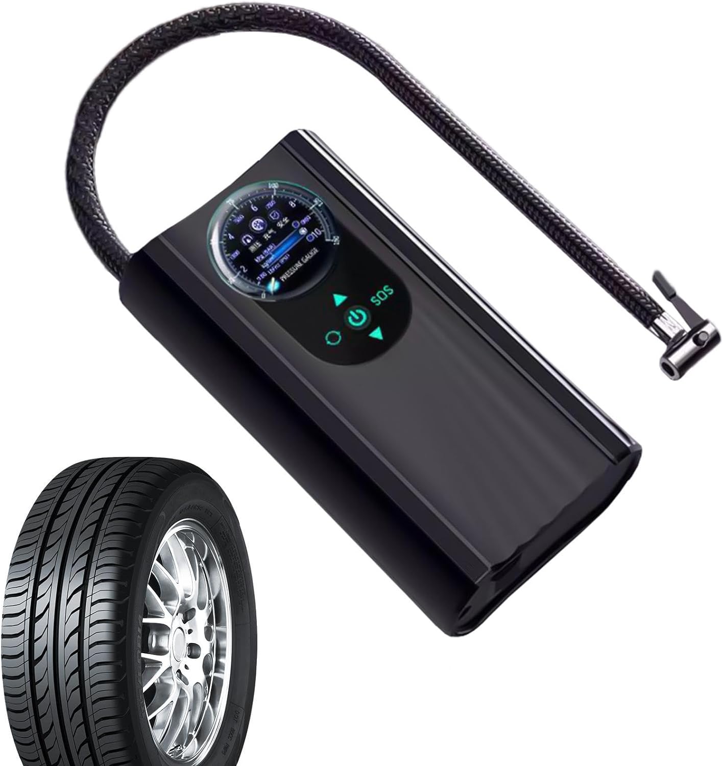 Portable Car Tire Inflator Wired Pump Car Motorcycle Bike Pump - Black