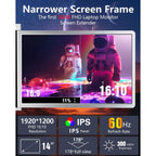 14 inch Trifold Portable Monitor 1080P IPS FHD Laptop Screen Extender For Laptop - Space Grey ( AU Version ) (Copy) Trion