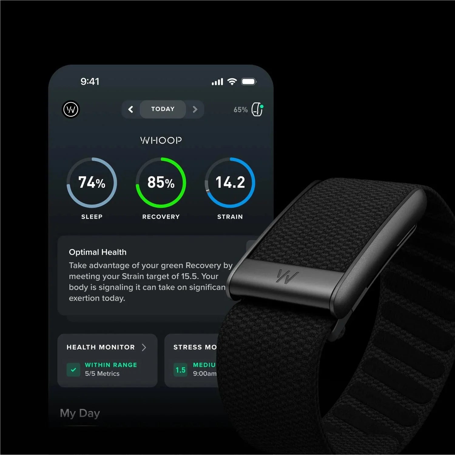 WHOOP Peak 5.0 Health & Fitness Tracker – Black Whoop