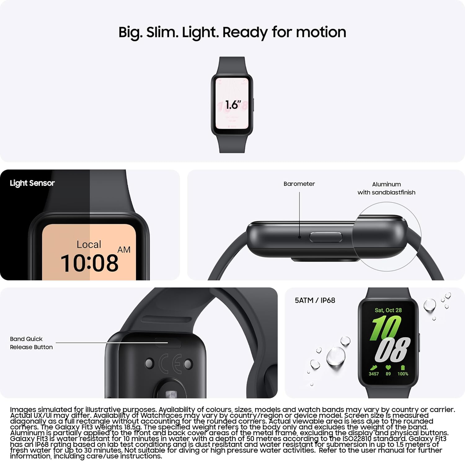 Samsung Galaxy Fit3 – Smart Fitness Smartwatch Grey - Refurbished - Pristine Condition Samsung