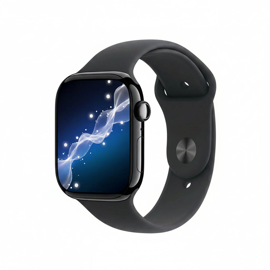 Apple Watch Series 11 46mm GPS + Cellular Aluminium Case – Jet Black, Space Grey, Silver, Rose Gold with Black Sport Band Smartwatch - Acceptable - Refurbished (Copy) Apple