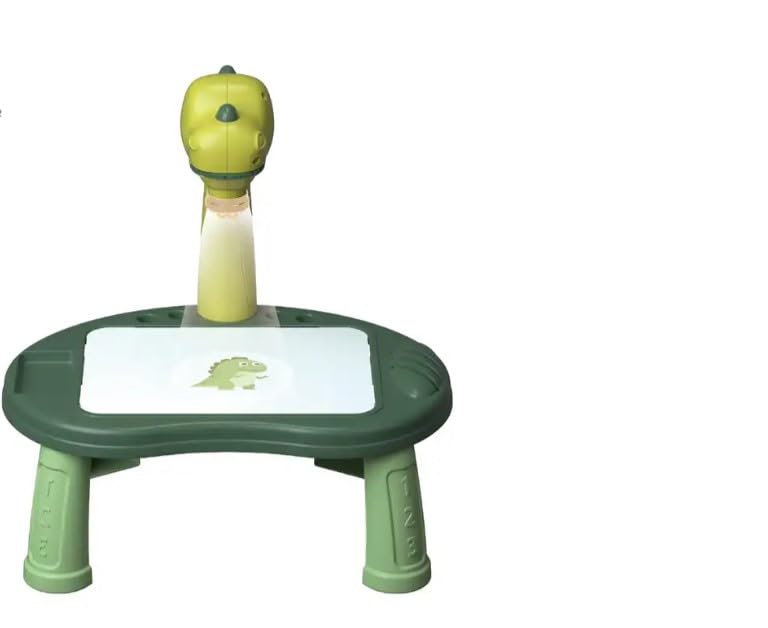 Kids Educational LED Projector Table Toy - Tyrannosaurus Drawing Board Easel - Green (Dinosaur)