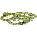 Electric Car and Dinosaur Track Toy Set - Build Your Own Car Track and Explore Dinosaur Paradise - Green