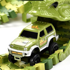 Electric Car and Dinosaur Track Toy Set - Build Your Own Car Track and Explore Dinosaur Paradise - Green