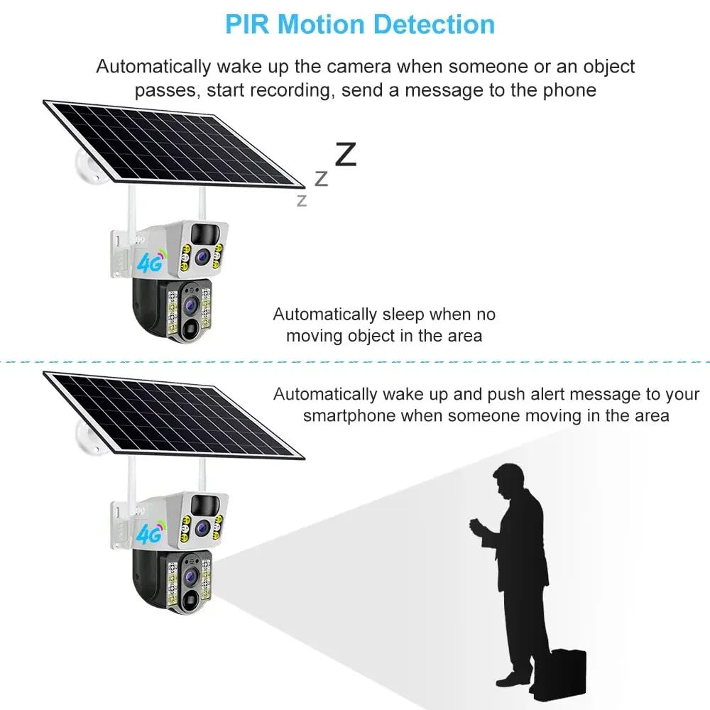 8MP 4K Wireless Solar Camera - 4G SIM & WiFi Outdoor Dual Lens IP Security Camera - PIR Motion Detection - V380  - Pristine - Refurbished Tristar Online