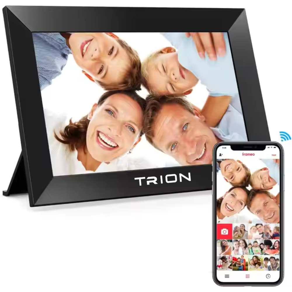 Trion Smart WiFi Digital Photo Frame 10.1-inch - HD IPS Touch Screen, 1280x800 Resolution, 32GB Memory, Auto Rotate, Wall Mountable, Frameo App