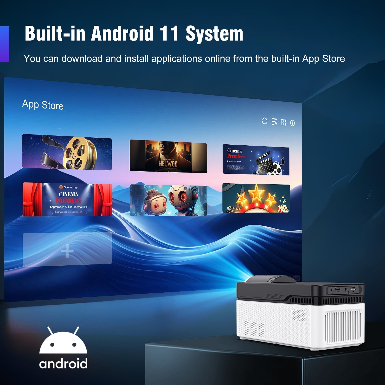 Magcubic HY450 8K Projector – 900ANSI Ultra Short Throw, 1080p, Allwinner H716, Bluetooth 5.4, WiFi 6, Auto Offset & Electronic Focus, Dual Speakers - Open Never Used Magcubic