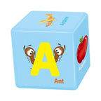 Alphabet cubes arranged neatly showing different letters