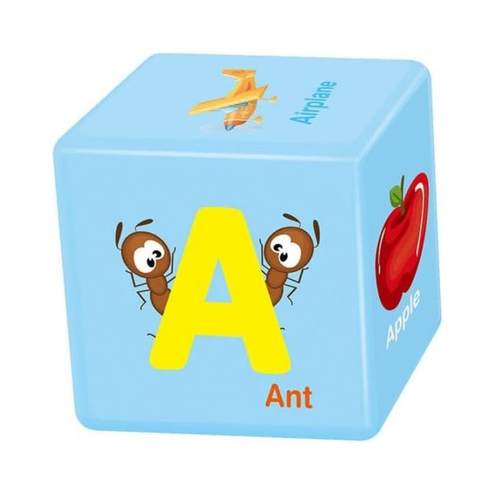 Alphabet cubes arranged neatly showing different letters