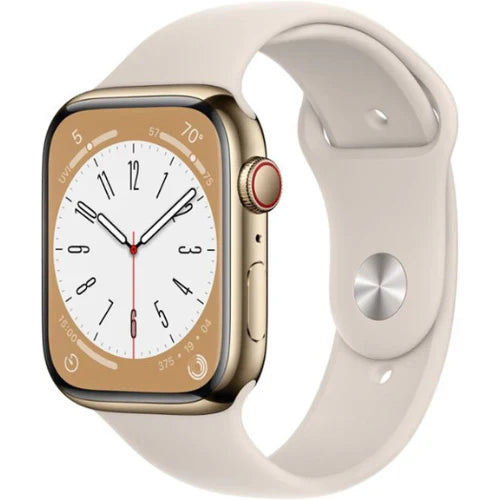 Apple Watch Series 8 GPS + Cellular 45mm Aluminum Case w/ Sport Band - Gold- Pristine Refurbished - AU Version
