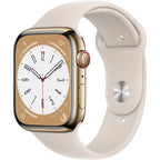 Apple Watch Series 8 GPS + Cellular 45mm Aluminum Case w/ Sport Band - Gold- Pristine Refurbished - AU Version
