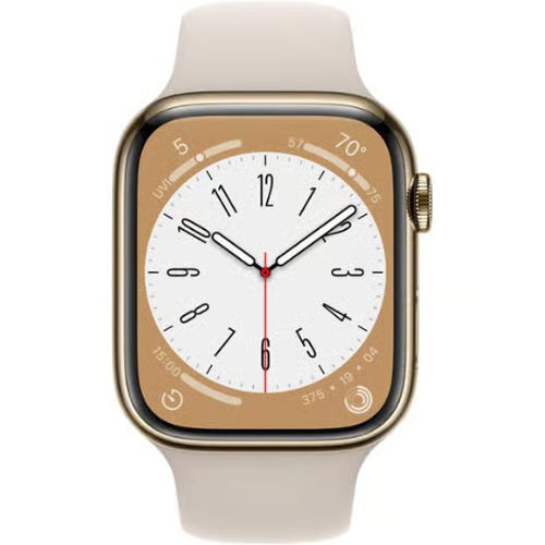 Apple Watch Series 8 GPS + Cellular 45mm Aluminum Case w/ Sport Band - Gold- Pristine Refurbished - AU Version