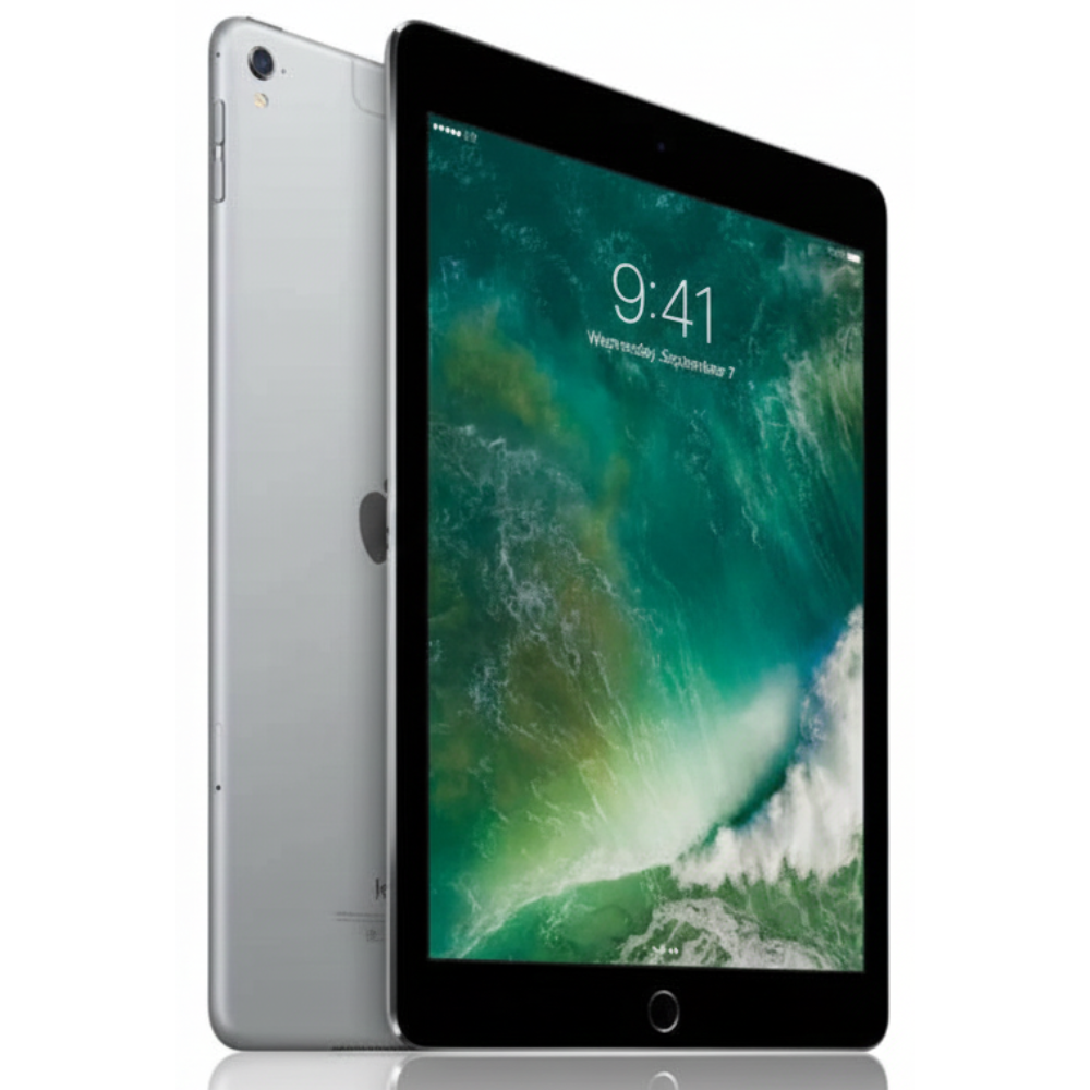 Certified refurbished iPad Pro 9.7″ 32 GB Space Gray – showing rear and tablet edges