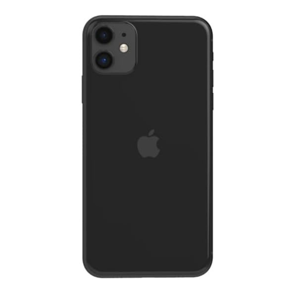 Tested refurbished Black iPhone 11 64GB – front and back view with glossy finish