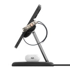 Belkin black 3-in-1 charging stand from front view