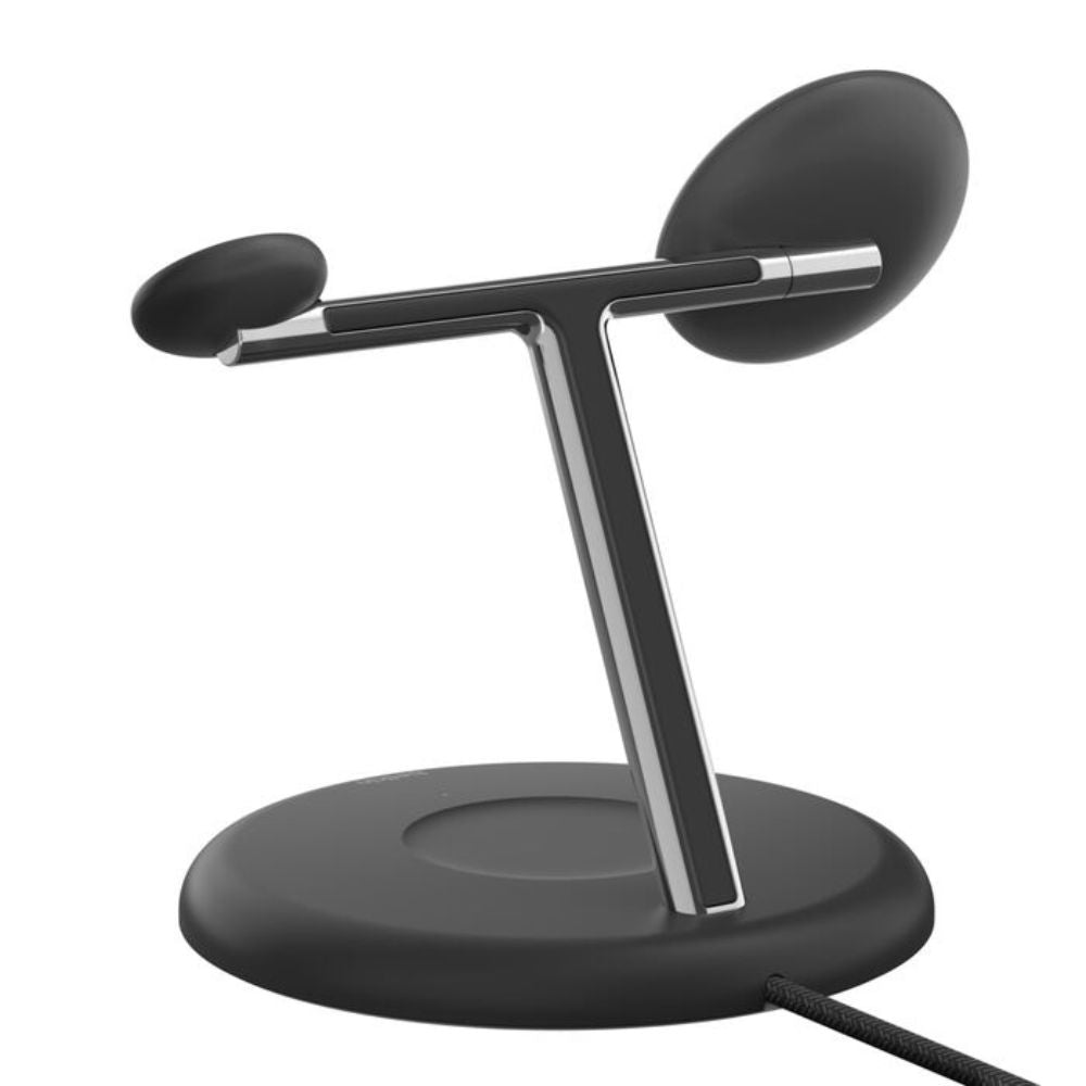 Belkin Boost Charge Pro 3-in-1 stand black on white background