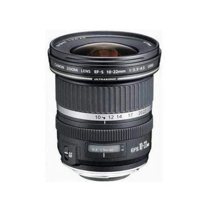 Canon 10-22mm lens on white clean surface