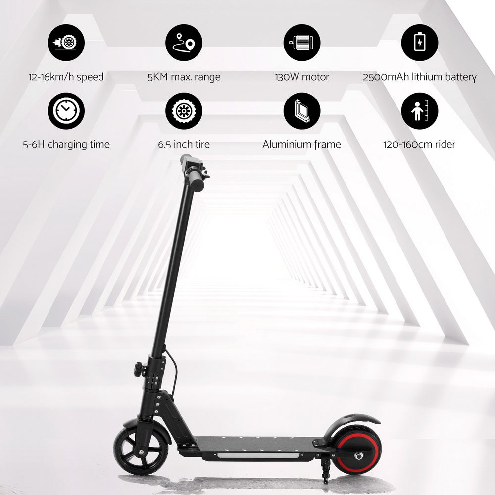Electric Scooter 130W 16KM/H LED Light Folding Portable Riding Commuter Black (Copy) Tristar Online