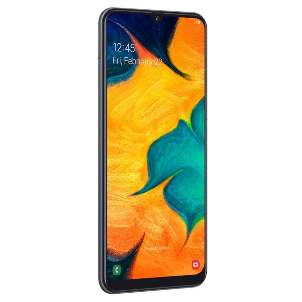 Galaxy A30 black with visible front display and rear camera