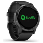 Garmin Vivoactive 4 slate grey large watch displaying screen and strap