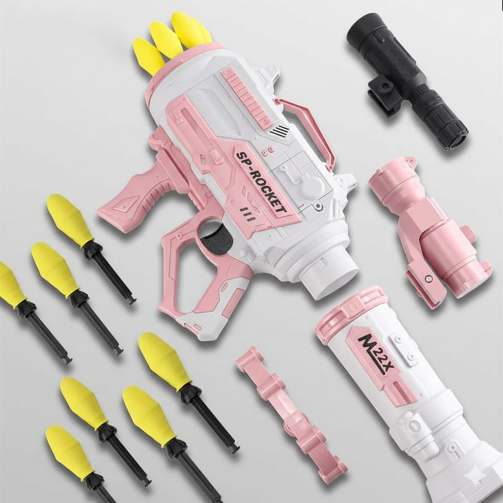 Electronic Toy Gun with Realistic Sound and Light Effects - Soft Bullet Bazooka Rocket Launcher