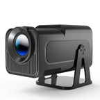 Magcubic HY320 NTV projector with remote control and power adapter on desk