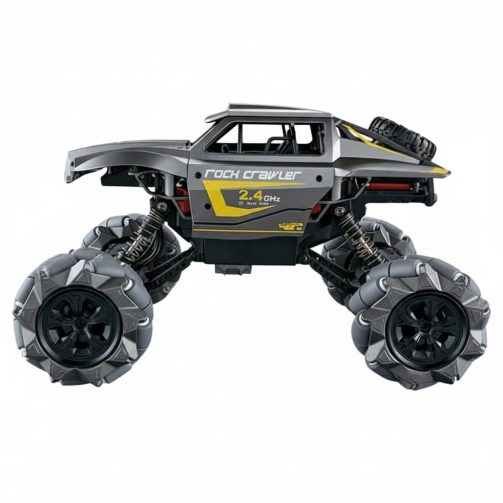 RC car shown slight tilt highlighting wheel stance and frame