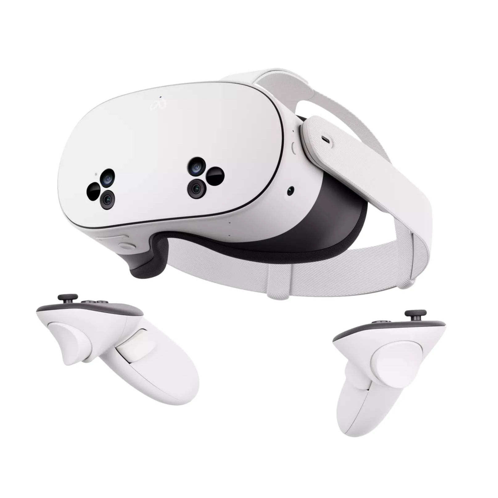 Meta Quest 3S All-In-One Virtual Reality Headset in white color with two Touch Plus controllers.