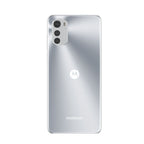 Motorola E32 misty silver shown upright