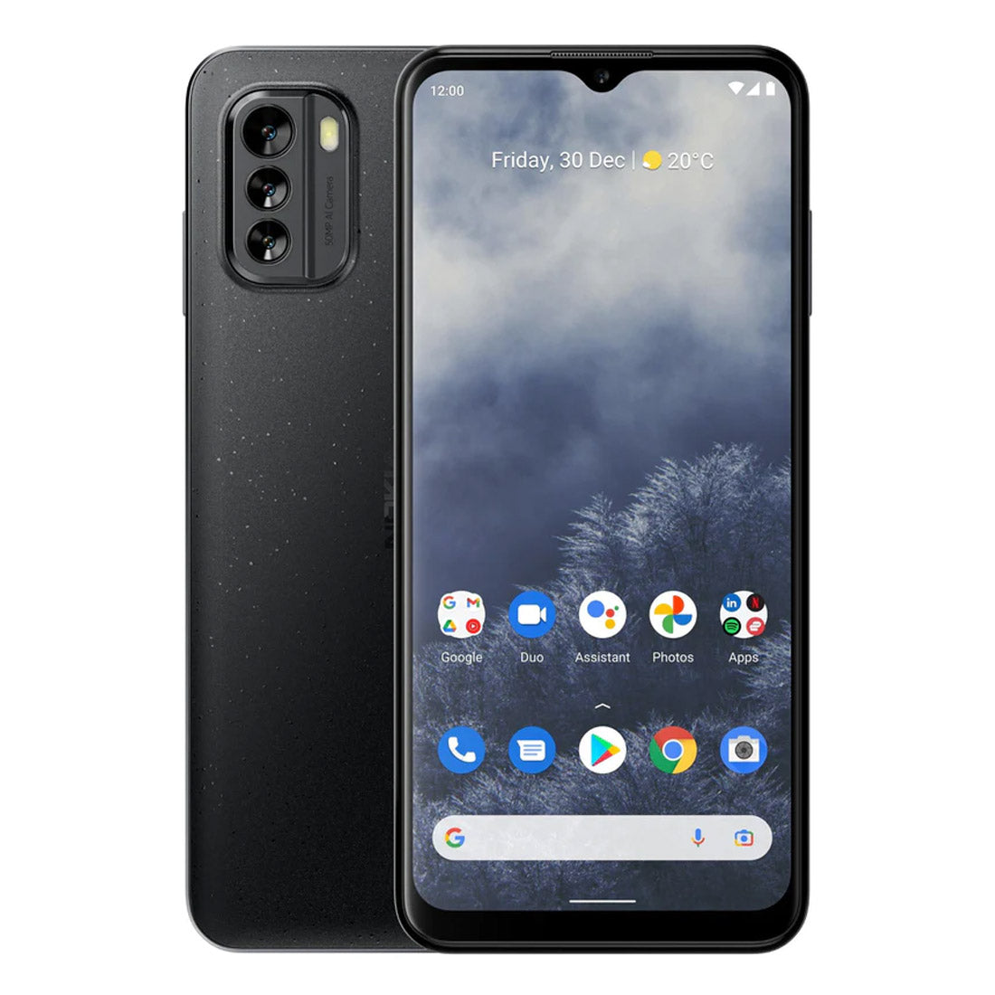 Top/front view of Nokia G60 5G Black showing full body