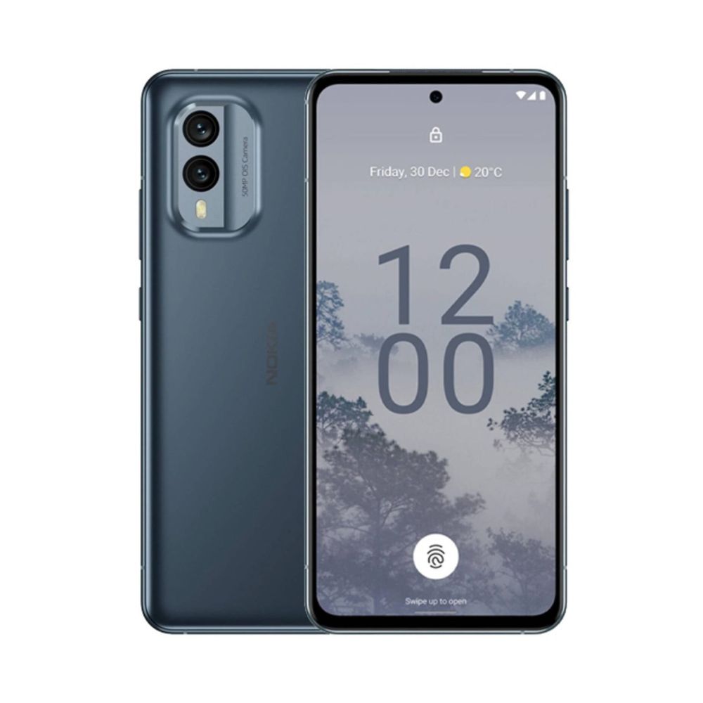 Side-angled view highlighting Nokia X30 Ice White screen edge