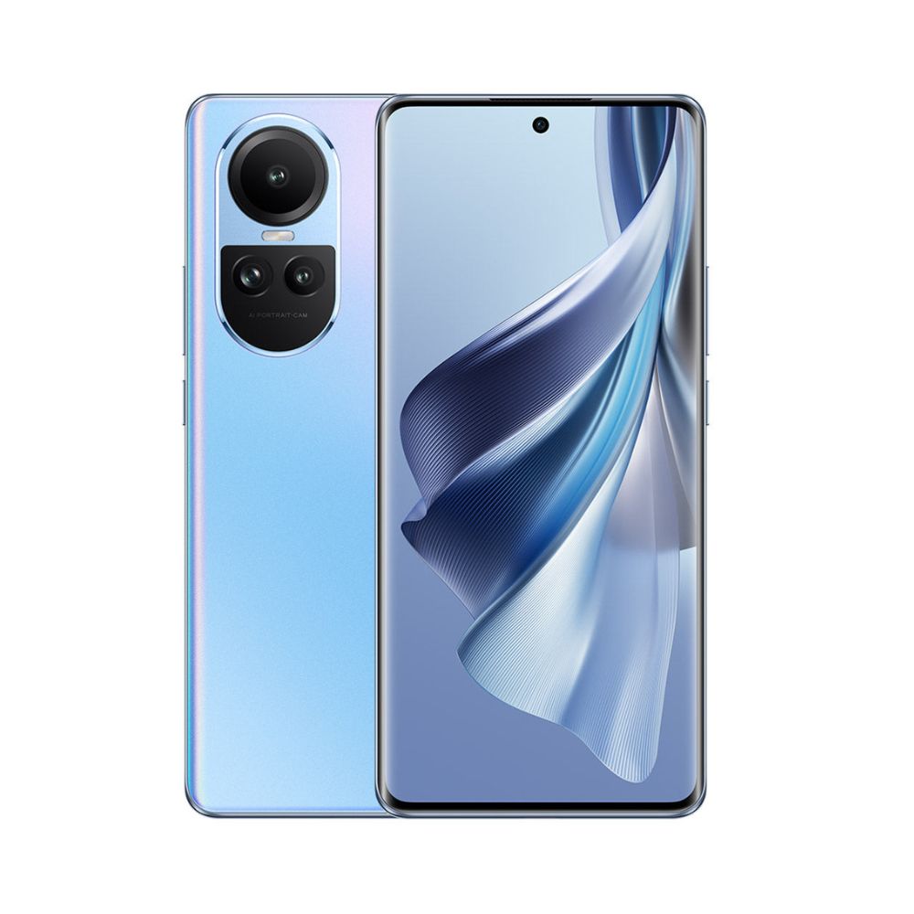 OPPO Reno10 ice blue smartphone front view
