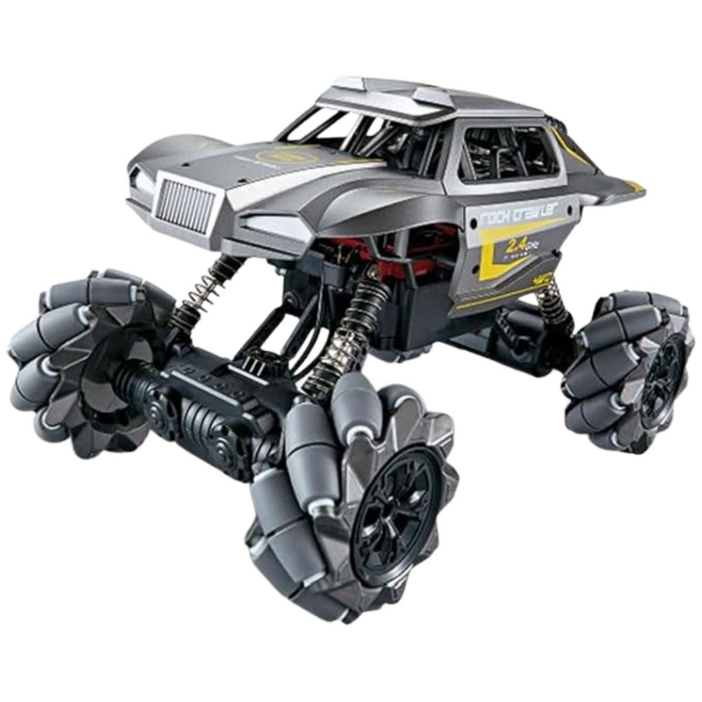 1:16 RC car front angled shot showing tough wheel grip and raised chassis