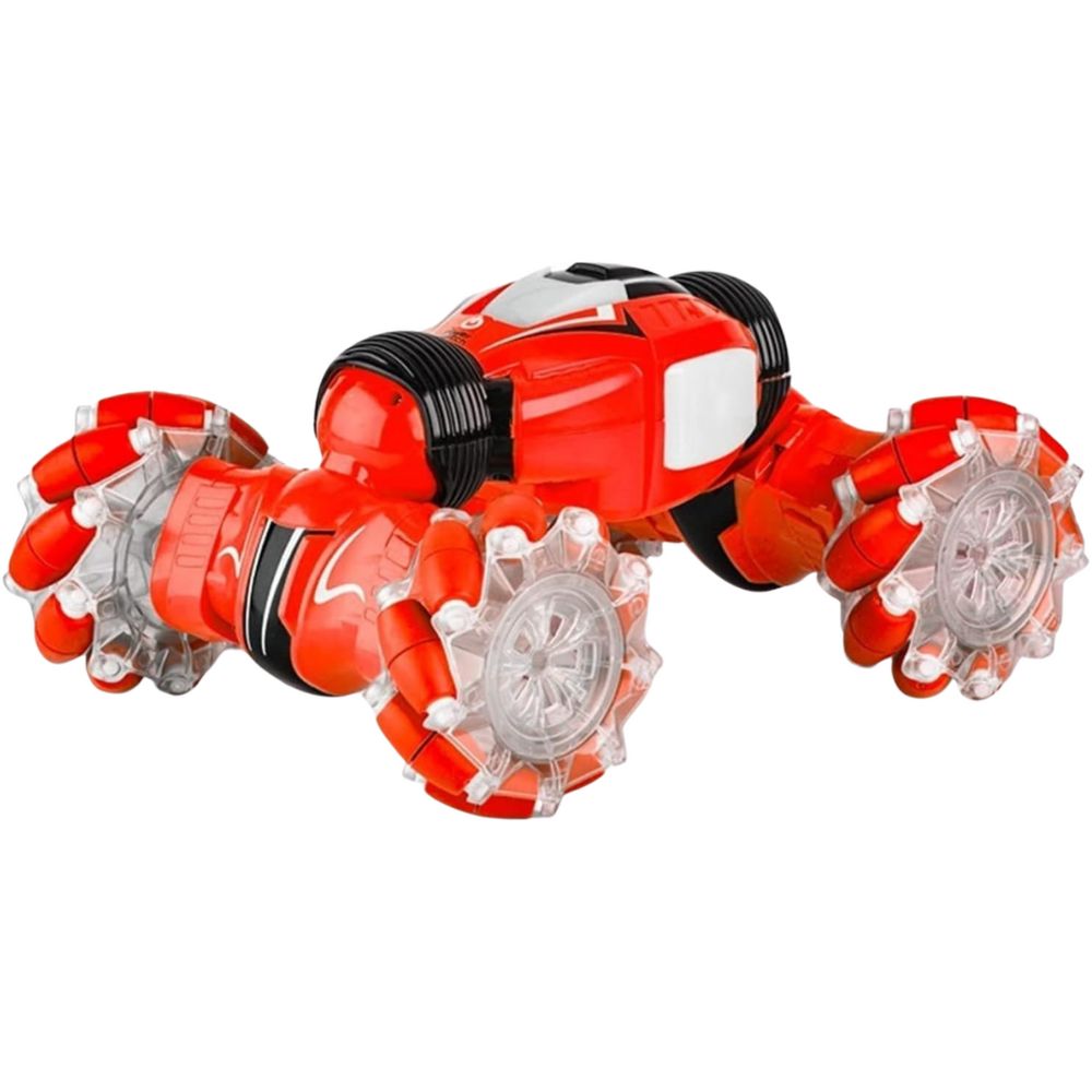 Front view of RC car with bright lights and bold form