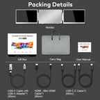 Trion 15.6-inch 360° trifold portable monitor 1080P IPS FHD Laptop Screen Extender - Grey (AU Version)