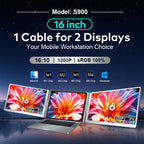 16 inch Trifold Portable Monitor 1080P IPS FHD Laptop Screen Extender For Laptop - Space Grey - Pristine - Refurbished Trion