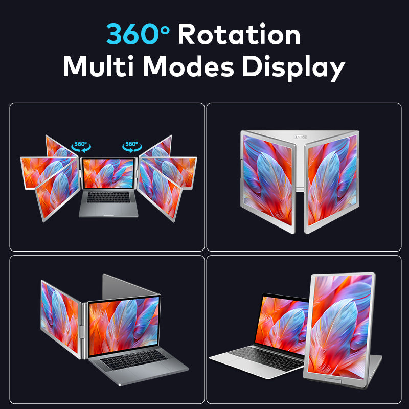 16 inch Trifold Portable Monitor 1080P IPS FHD Laptop Screen Extender For Laptop - Space Grey - Pristine - Refurbished Trion