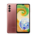 Samsung Galaxy A04s Copper displayed flat showing screen and rear panel
