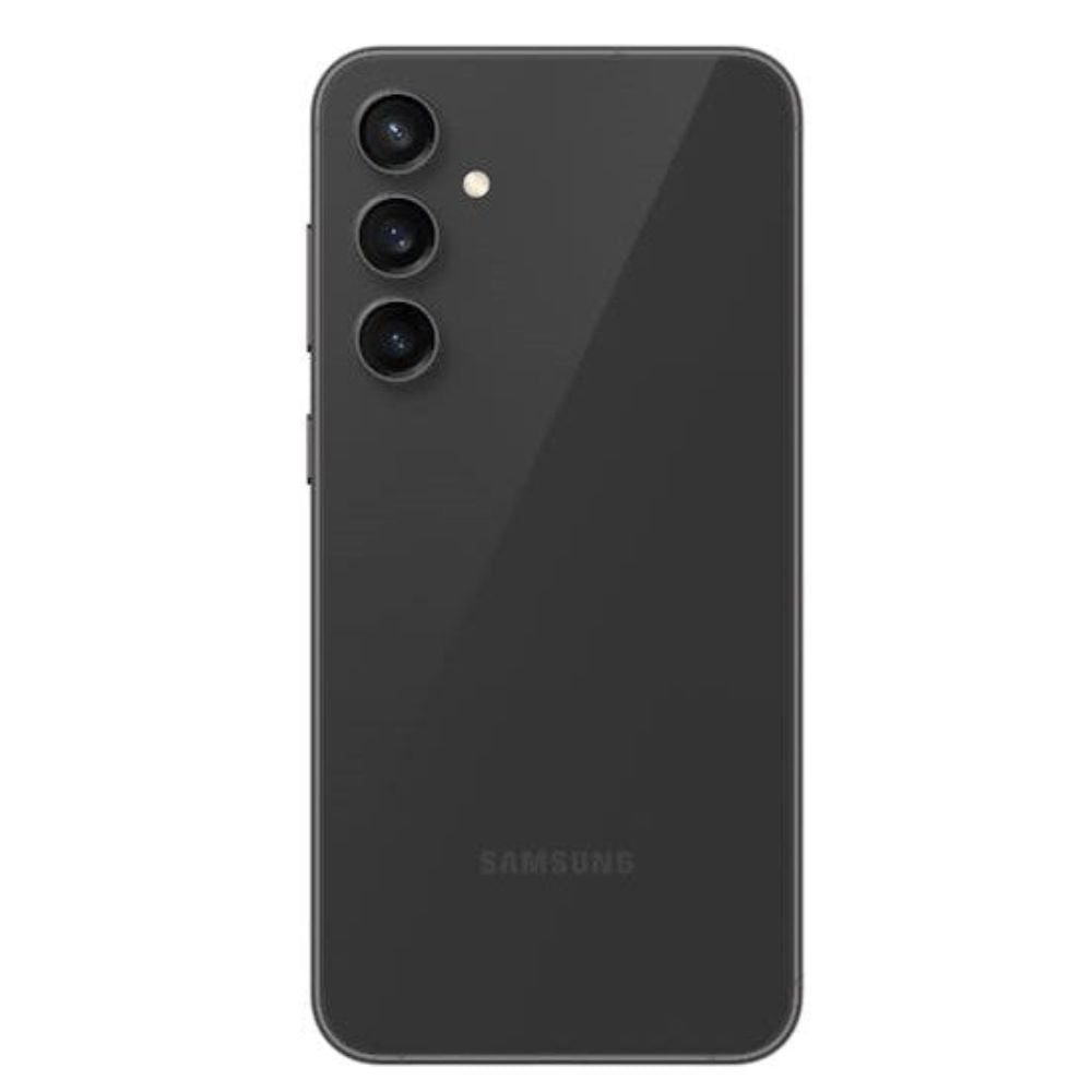 Slight tilt view of S23 FE Graphite showing full front screen and body edges