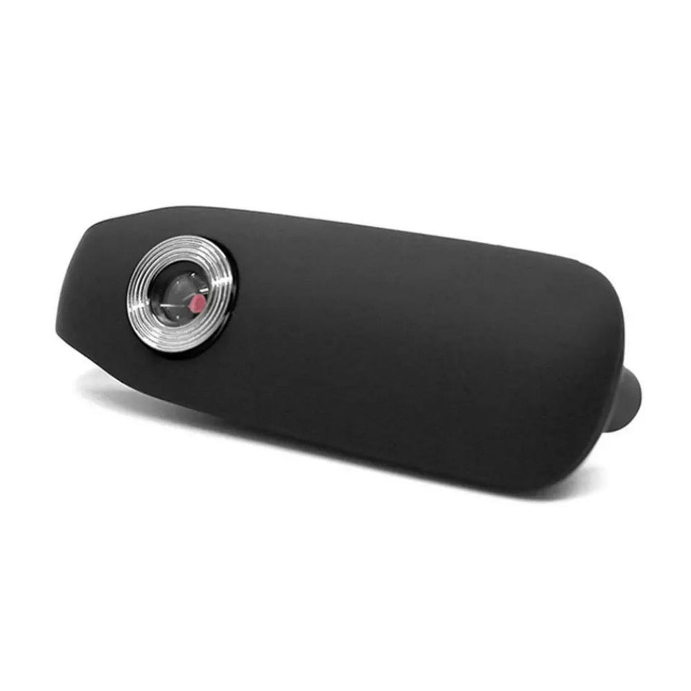 Black mini DV camera angled with visible clip