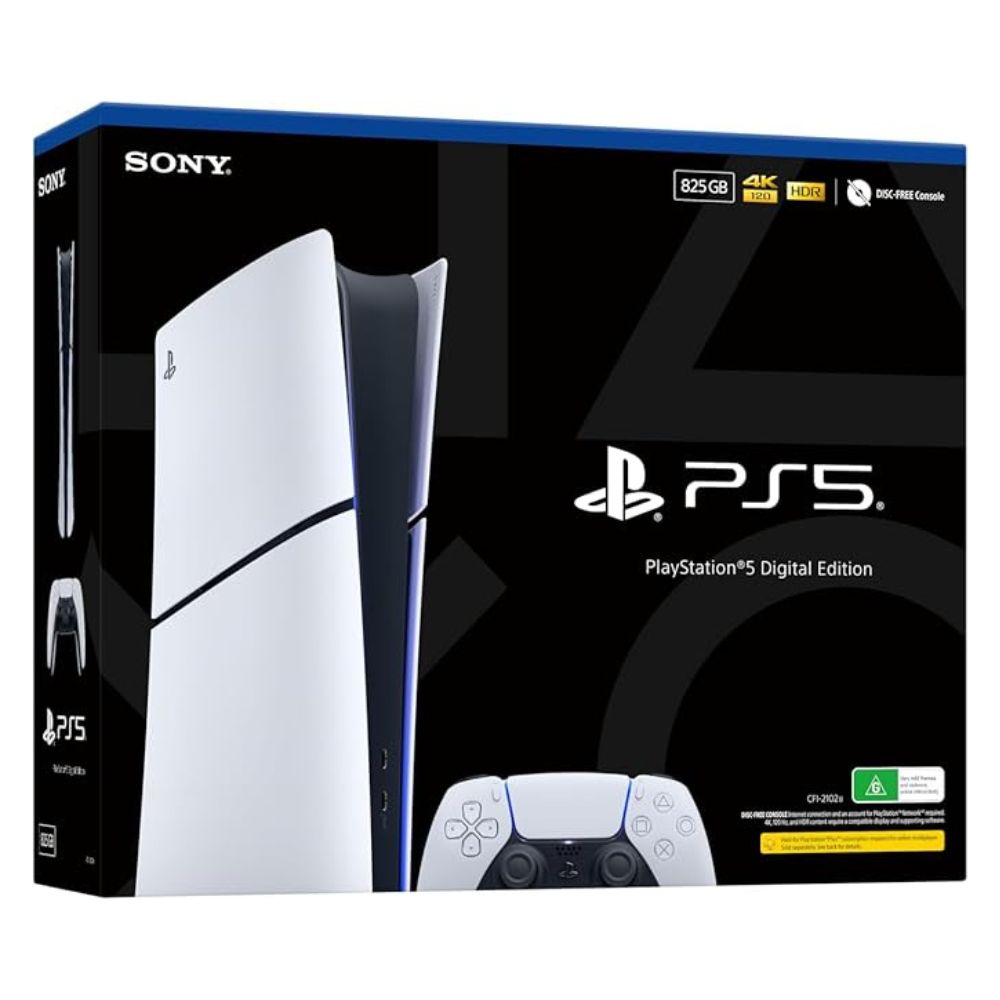PlayStation 5 Digital Edition console front details, white finish