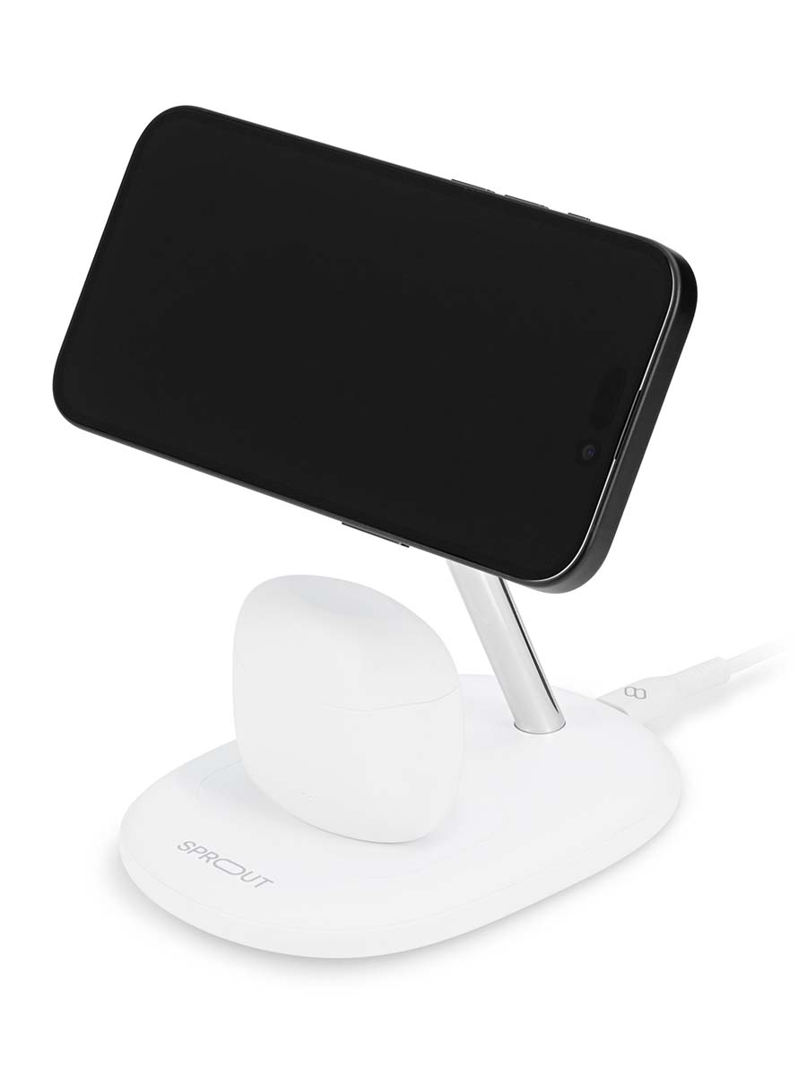 Sprout Qi2 2-in-1 Wireless Charger – White | Fast MagSafe - Open Never Used - (AU Version) Sprout