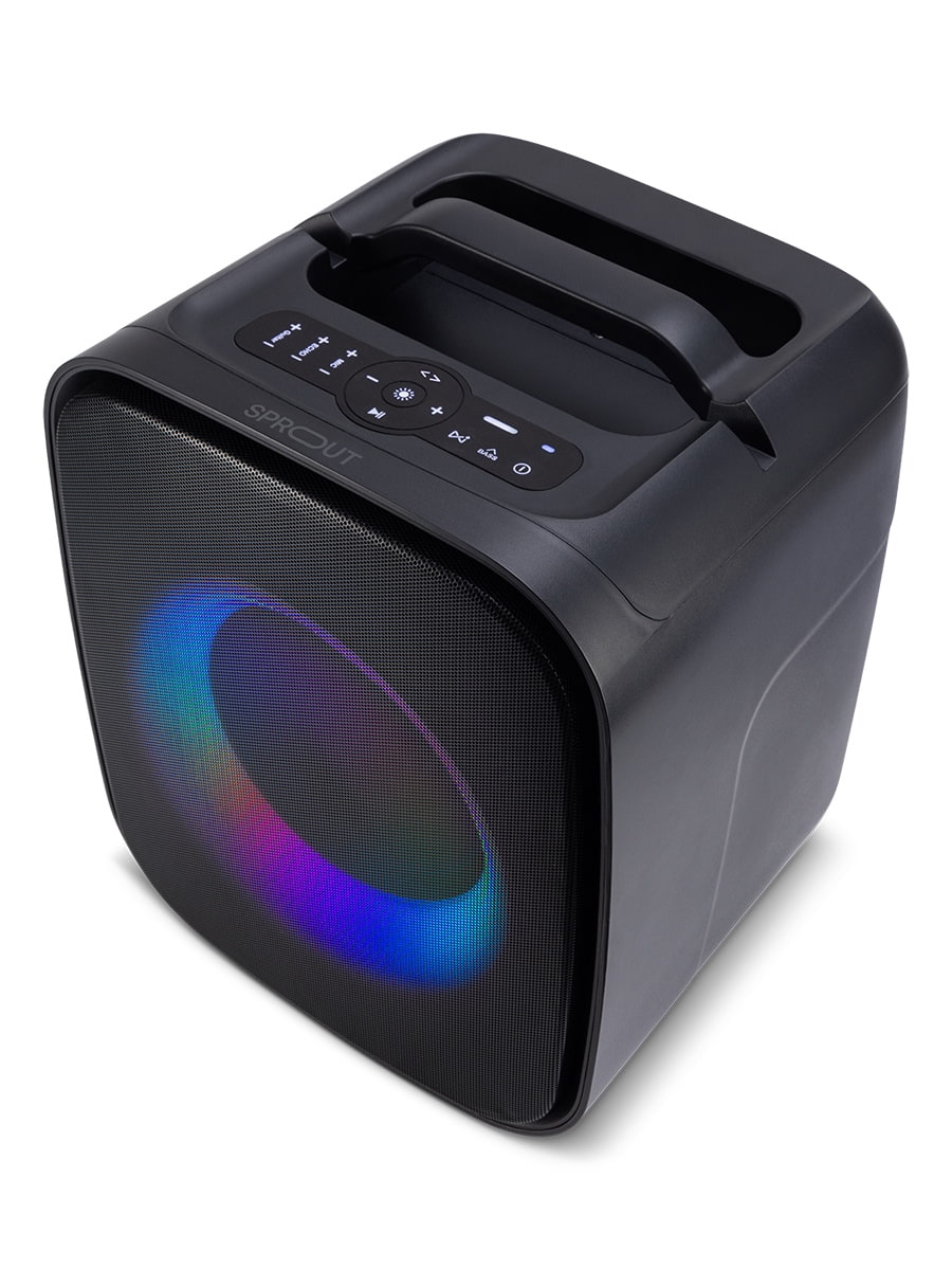 Sprout Soundloop Party Speaker – 60W RMS, LED Light Effects, Microphone & Guitar Inputs – Black  - (AU Version) Box Damage