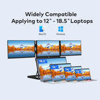 Trion Quad Monitor 15.6" Portable T Shape Laptop Screen Extender, Triple Full HD IPS 1920x1080, USB-C and Thunderbolt Compatible, for Remote Work, Trading, and Multitasking