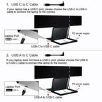 Trion Quad Monitor 15.6" Portable T Shape Laptop Screen Extender, Triple Full HD IPS 1920x1080, USB-C and Thunderbolt Compatible, for Remote Work, Trading, and Multitasking