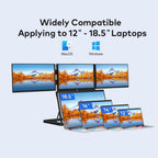 Trion Quad Monitor 15.6" Portable T Shape Laptop Screen Extender, Triple Full HD IPS 1920x1080, USB-C and Thunderbolt Compatible, for Remote Work, Trading, and Multitasking - Pristine - Refurbished Trion