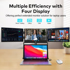 Trion Quad Monitor 15.6" Portable T Shape Laptop Screen Extender, Triple Full HD IPS 1920x1080, USB-C and Thunderbolt Compatible, for Remote Work, Trading, and Multitasking - Pristine - Refurbished Trion